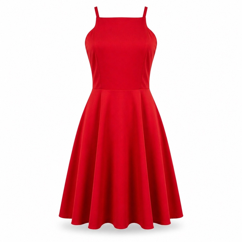 Lulus Red Skater Dress S Fit Flare Romantic Wedding Guest Modern Noir Coquette